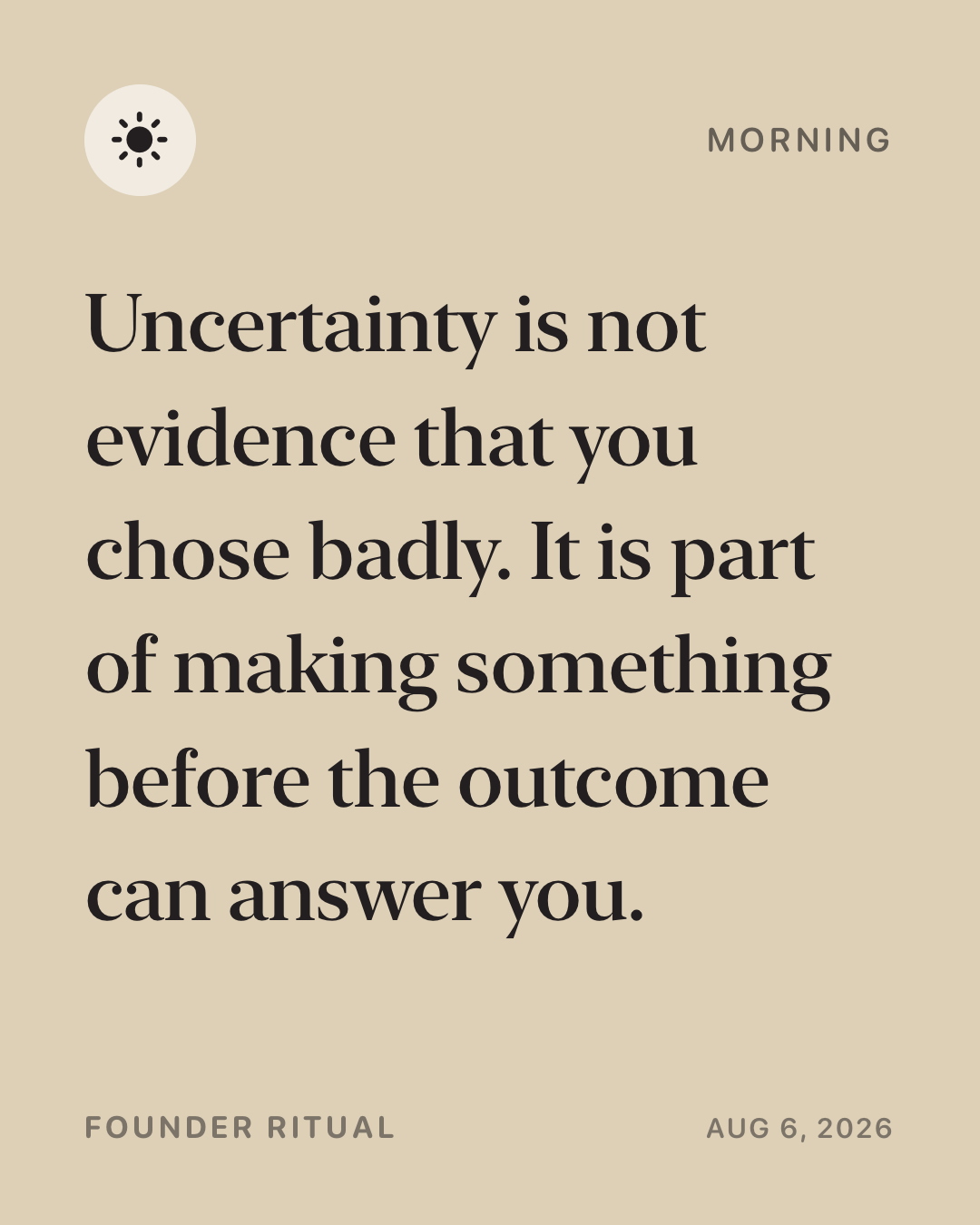 Founder Ritual morning reflection card