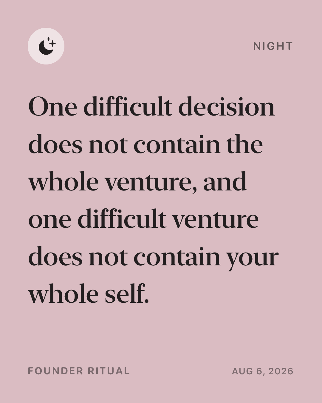 Founder Ritual night card
