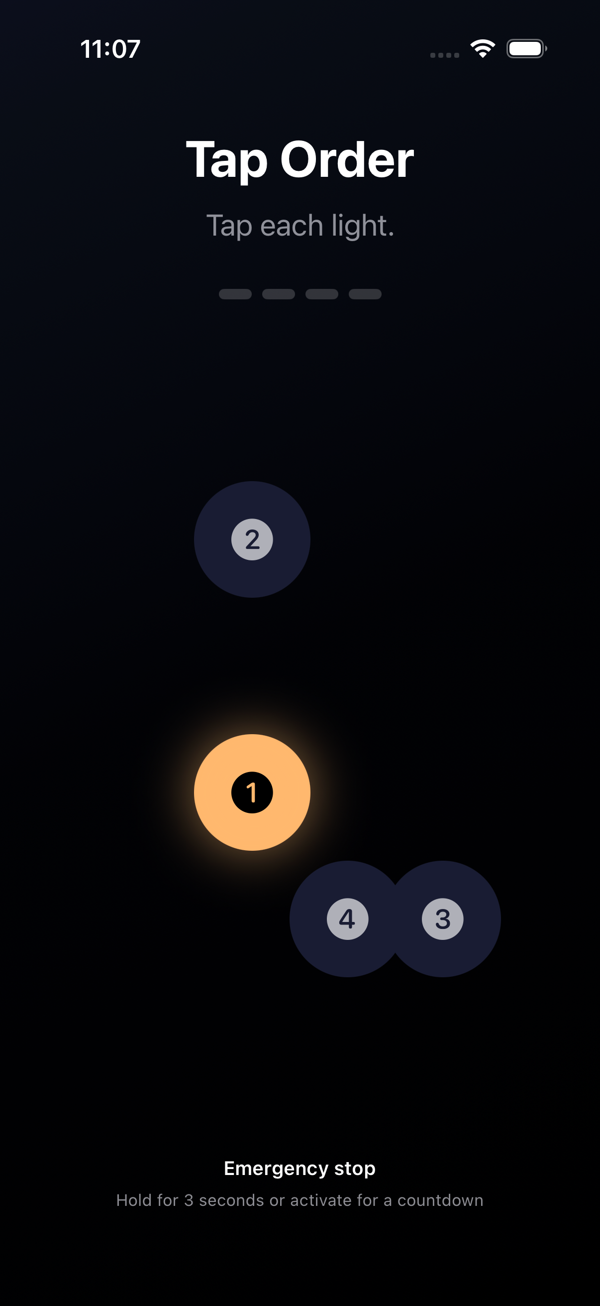 Play to Snooze Tap Order micro-game